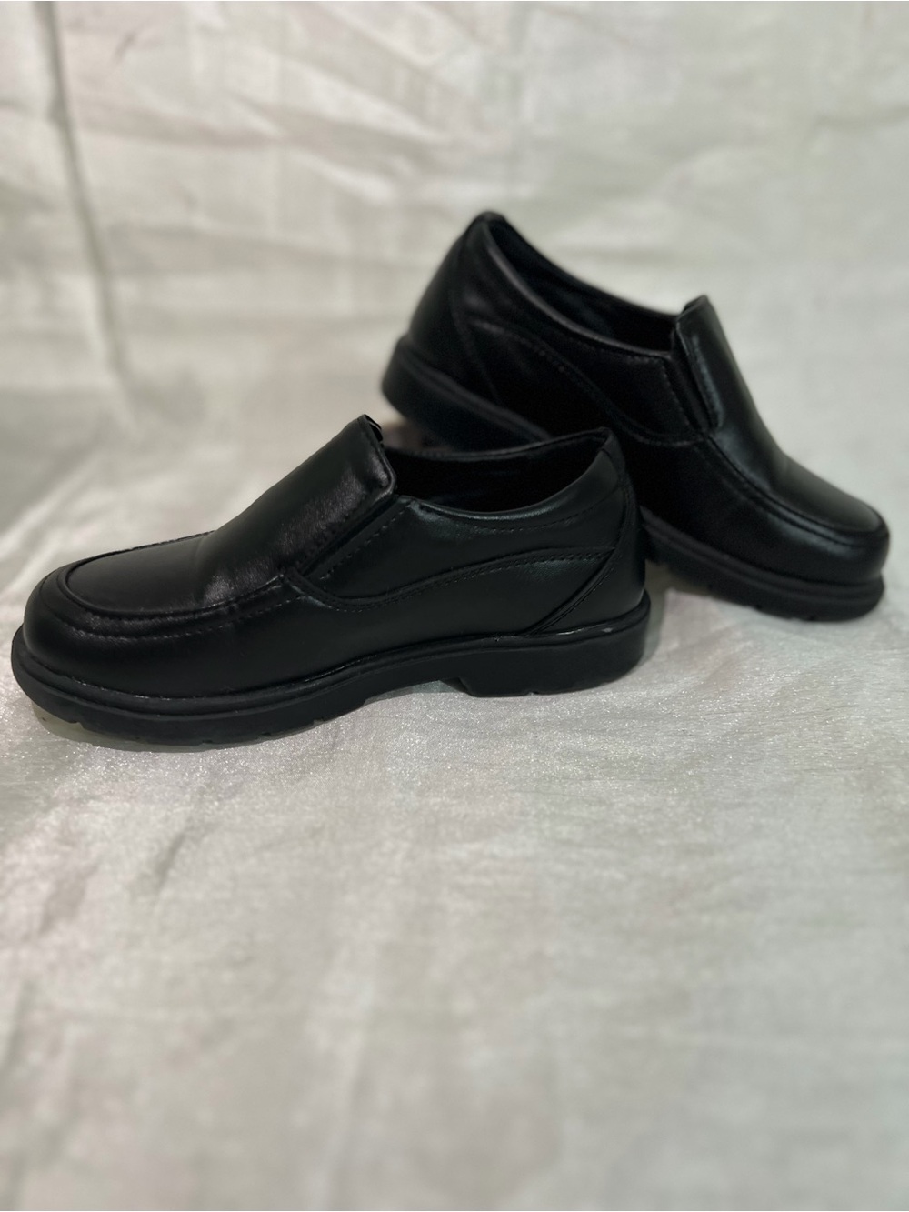 Boys Black Slip-On Dress Shoes Size 13 Leather Loafers School Uniform